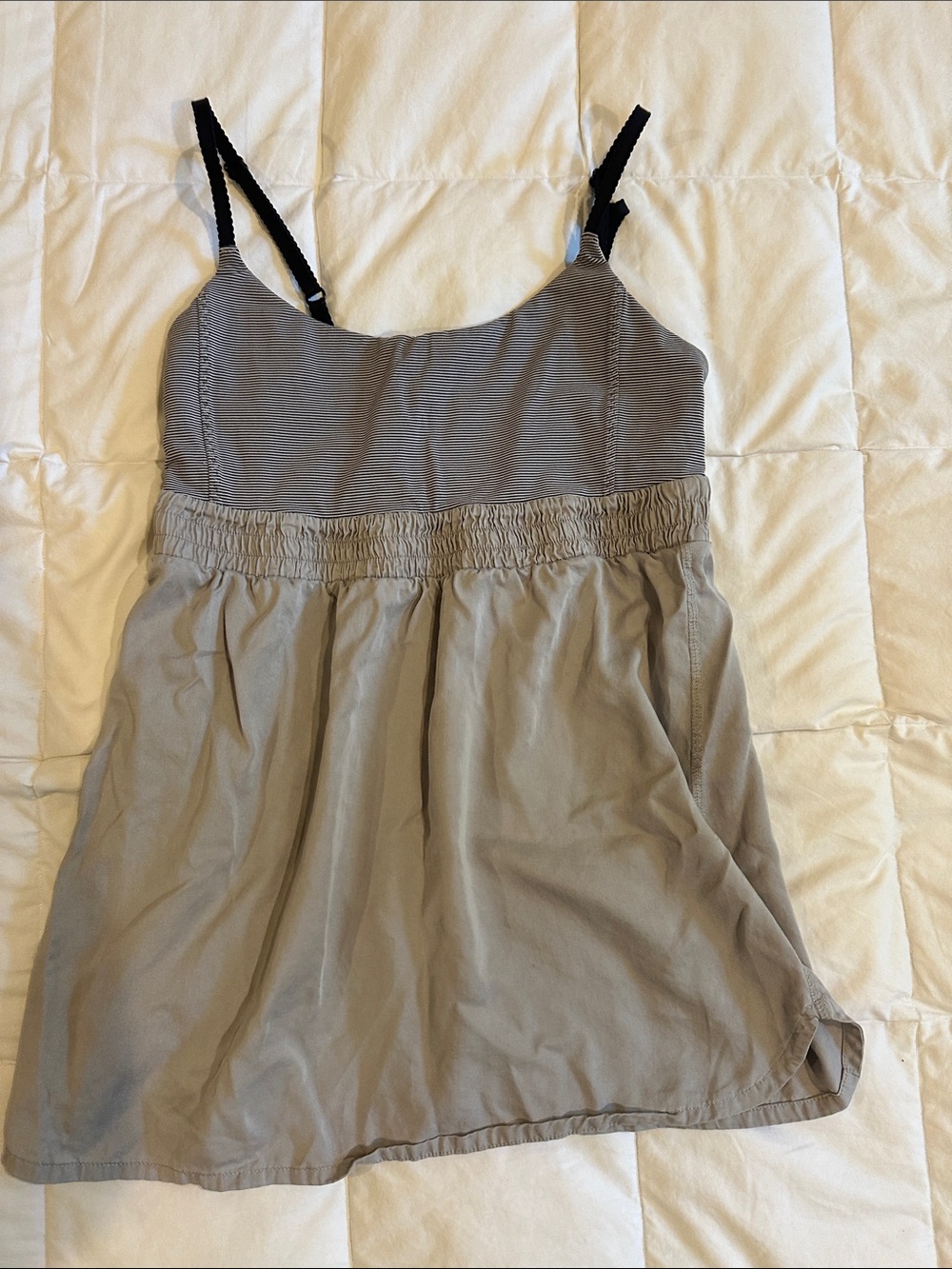 lululemon athletica Gray Smocked Tank with Black Adjustable Straps